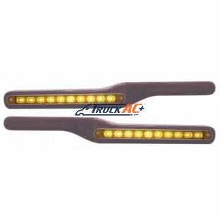 Wood Armrest With LED Light For Peterbilt- Amber LED/Amber Lens (Pair) - United Pacific 87992