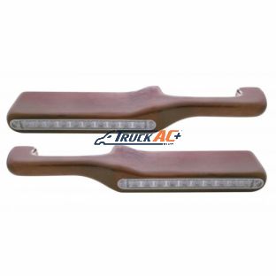 Wood Armrest With LED Light For Peterbilt- Amber LED/Clear Lens (Pair) - United Pacific 87994