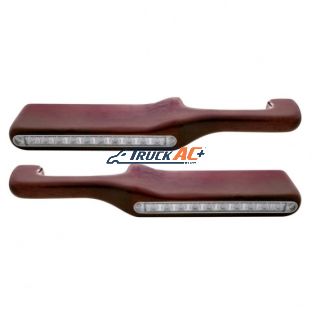Wood Armrest With LED Light For Peterbilt- Red LED/Clear Lens (Pair) - United Pacific 87996