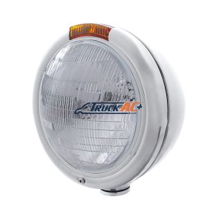 Chrome Classic Headlight 6014 Bulb & Amber Turn Signal Lens - United Pacific 30380