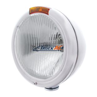 Stainless Steel Classic Headlight H4 Bulb & Turn Signal - Amber Lens - United Pacific 30392