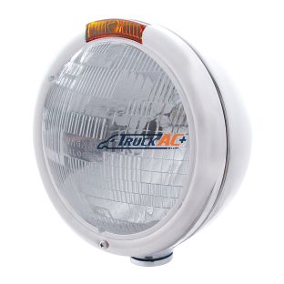 Stainless Steel "Classic" Headlight H6024 Bulb & Turn Signal - Amber Lens - United Pacific 30405
