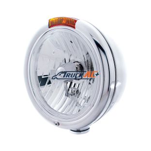 Stainless Steel Classic Headlight Crystal H4 Bulb & Turn Signal - Amber Lens - United Pacific 30415