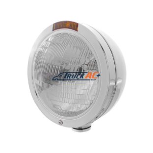 Stainless Steel Bullet Classic Headlight H6024 Bulb & Turn Signal - Amber Lens - United Pacific 31195