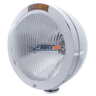 Stainless Steel Bullet Classic Headlight H4 Bulb & Turn Signal - Amber Lens - United Pacific 31197