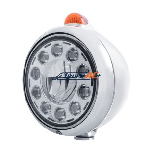 Chrome Guide 682-C Headlight 11 LED Bulb & Dual Mode LED Signal - Amber Lens - United Pacific 31490