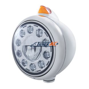 Chrome Guide 682-C Headlight 11 LED Bulb & Original Style LED Signal - Amber Lens - United Pacific 31494