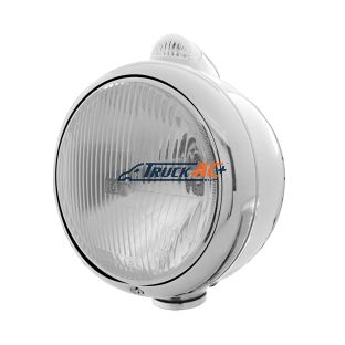 Stainless Steel Guide 682-C Style Headlight H4 & LED Turn Signal - Clear Lens - United Pacific 31530