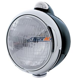Black Guide 682-C Style Headlight H6024 & LED Turn Signal - Clear Lens - United Pacific 31555