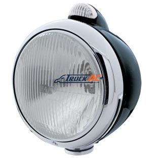 Black Guide 682-C Style Headlight H4 & LED Turn Signal - Clear Lens - United Pacific 31558