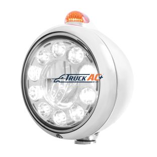 Stainless Steel Guide 682-C Headlight 11 LED Bulb & Dual Mode LED Signal-Amber Lens - United Pacific 31562