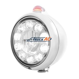 Stainless Steel Guide 682-C Headlight 11 LED Bulb & Dual Mode LED Signal-Clear Lens - United Pacific 31563