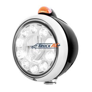 Black Guide 682-C Headlight 11 LED Bulb & Dual Mode LED Signal - Amber Lens - United Pacific 31564