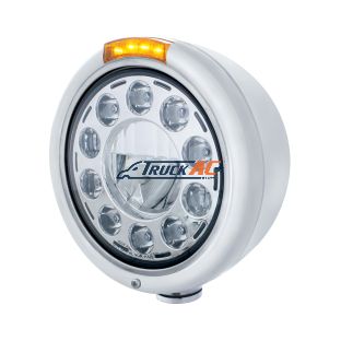 Stainless Classic Headlight 11 LED Bulb & LED Signal - Amber Lens - United Pacific 31578