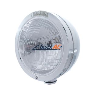 Stainless Steel Bullet Classic Headlight H6024 Bulb & LED Turn Signal - Clear Lens - United Pacific 31738