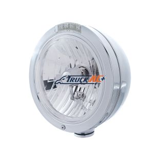 Stainless Steel Bullet Classic Headlight Crystal H4 Bulb & LED Turn Signal - Clear Lens - United Pacific 31744