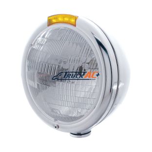 Stainless Steel Classic Headlight H6024 Bulb & LED Turn Signal - Amber Lens - United Pacific 31752