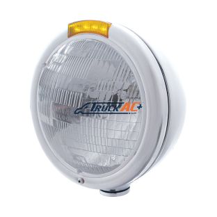 Chrome Classic Headlight H6024 Bulb & LED Turn Signal - Amber Lens - United Pacific 31767