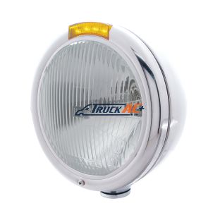 Chrome Classic Headlight H4 Bulb & LED Turn Signal - Amber Lens - United Pacific 31770