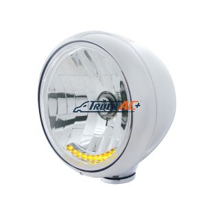 Stainless Steel Guide 682-C Style Headlight H4 Bulb With 10 Amber LED - United Pacific 32034