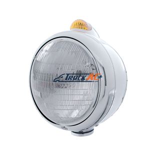 Stainless Steel Guide 682-C Headlight 6014 & Dual Mode LED Signal - Amber Lens - United Pacific 32390