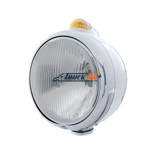 Stainless Steel Guide 682-C Headlight H4 & Dual Mode LED Signal - Amber Lens - United Pacific 32394