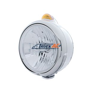 Stainless Steel Guide 682-C Headlight Crystal H4 & Dual Mode LED Signal - Amber Lens - United Pacific 32396