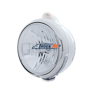 Stainless Steel Guide 682-C Headlight Crystal H4 & Dual Mode LED Signal - Clear Lens - United Pacific 32397