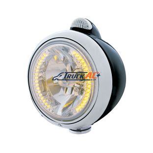 Black Guide 682-C Headlight H4 With Amber LED & Dual Mode LED Signal - Clear Lens - United Pacific 32431