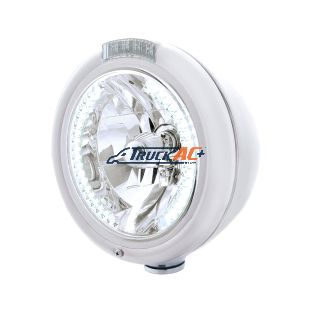 Chrome Classic Headlight H4 With 34 White LED & Signal - Clear Lens - United Pacific 32485