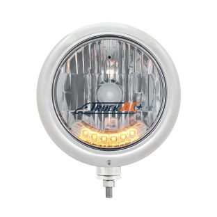 Chrome Classic Headlight H4 Bulb With 6 Amber LED - United Pacific 32509
