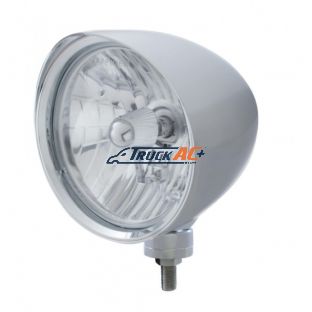Chrome "Chopper" Headlight With Smooth Visor Crystal H4 Bulb - United Pacific 32510