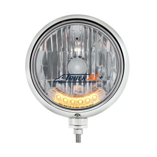 Stainless Guide 682-C Style Headlight H4 Bulb With 6 Amber LED - United Pacific 32557
