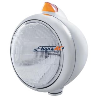 Stainless Steel Guide 682-C Headlight 6014 & Original Style LED Signal - Amber Lens - United Pacific 32602