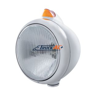 Stainless Steel Guide 682-C Headlight H4 & Original Style LED Signal - Amber Lens - United Pacific 32606