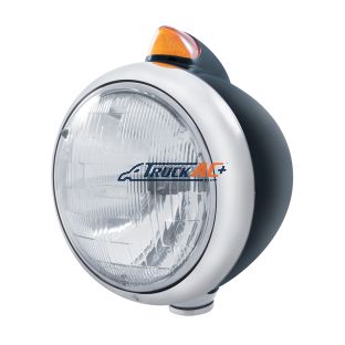 Black Guide 682-C Headlight H6024 & Original Style LED Signal - Amber Lens - United Pacific 32636