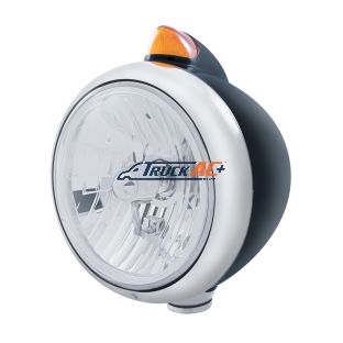 Black Guide 682-C Style Headlight Crystal H4 & Original Style LED Signal - Amber Lens - United Pacific 32640