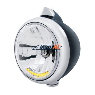 Black Guide 682-C Headlight H4 With 10 Amber LED & Original Style LED Signal-Clear Lens - United Pacific 32647