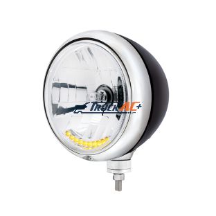 Black Guide 682-C Style Headlight H4 Bulb With 10 Amber LED - United Pacific 32655