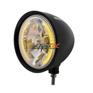 Black "Billet" Style Groove Headlight H4 Bulb With 34 Amber LED - United Pacific 32667