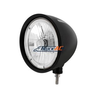 Black "Billet" Style Groove Headlight 9007 Bulb With White LED Halo Rim - United Pacific 32670