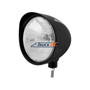 Black "Billet" Style Groove Headlight With Visor H6024 Bulb - United Pacific 32678