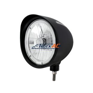 Black "Billet" Style Groove Headlight With Visor 9007 Bulb With White LED Halo Rim - United Pacific 32684