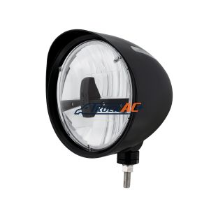 Black "Billet" Style Groove Headlight With Visor 5 LED Bulb - Blackout - United Pacific 32690
