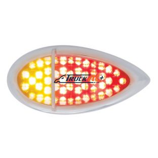 51 LED Duo "Baby Zephyr" Auxiliary/Utility Light With Bezel- Red+Amber LED/Clear Lens - United Pacific 37963