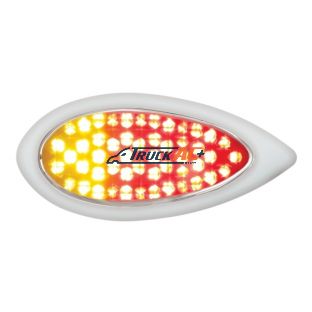 51 LED Duo "Teardrop" Auxiliary/Utility Light With Bezel - Red + Amber LED/Clear Lens - United Pacific 37964