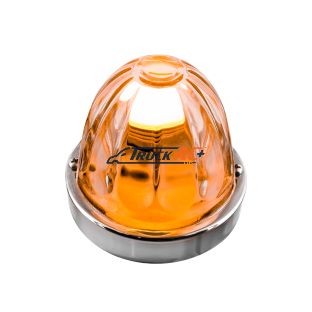 Dual Function Glass Watermelon Flush Mount Kit With LED Bulb - Amber LED/Clear Lens - United Pacific 20410