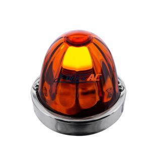Dual Function Glass Watermelon Flush Mount Kit With LED Bulb - Amber LED/Dark Amber Lens - United Pacific 20479