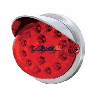 17 LED Dual Function Watermelon Clear Reflector Flush Mount Kit With Visor - Red LED/Red Lens - United Pacific 37279