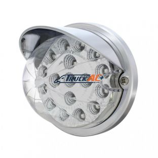 17 LED Dual Function Watermelon Clear Reflector Flush Mount Kit With Visor - Amber LED/Clear Lens - United Pacific 37280